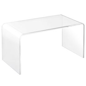 HOMCOM 32" Clear Acrylic Coffee Table, 0.5In Thick C-Shape Waterfall End Coffee Table, Multipurpose Lucite Tea Table for Living Room