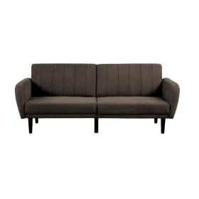 Contemporary Converts to Bed 1pc Futon Sofa Channeled Tufted Back Soft Track Arm Couch W USB