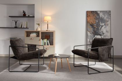 2 Chairs in 1 Box, Upholstered hanging armchair with arm pocket metal frame