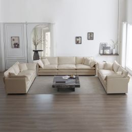 3 Piece Sofa Set Oversized Sofa Comfy Sofa Couch, 2 Pieces of 2 Seater and 1 Piece of 3 Seater Sofa for Living Room, Deep Seat Sofa Beige Chenill