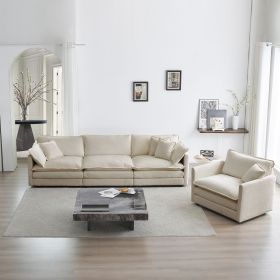 2-Piece Upholstered Sofa, Living Room Sectional Sofa Set Modern Sofa Couches Set , Deep Seat Sofa for Living Room Apartment, 1+3 Seat Beige Cheni