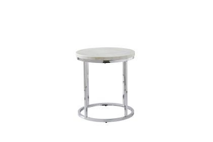Echo - White Marble Top Round End - White