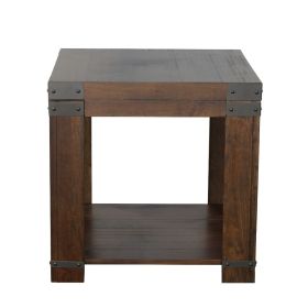 Modern Industrial Lift-Top End Table - Hardwood Solids, Mango Veneers - Medium Cherry Finish, Metal Bracket Accents - Functional and Stylish Desi