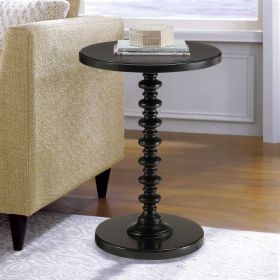 Black Round Wooden Side Table