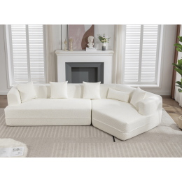 [VIDEO PROVIDED][ New And Upgraded Extended Edition]Modular sofa , modern minimalist style sofa, upholstered , free combination, round fiber fabr