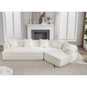 [VIDEO PROVIDED][ New And Upgraded Extended Edition]Modular sofa , modern minimalist style sofa, upholstered , free combination, round fiber fabr