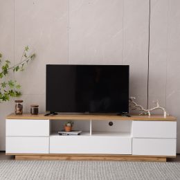 Modern TV stand for TVs up to 80'' , Media Console with Multi-Functional Storage, Entertainment Center with Door Rebound Device