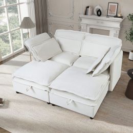 U_Style Double-Layer Cushion Modular Sofa, Freely Combinable, 4-Seater with Storage Function, Includes 4 Soft Cushions, Perfect for Living Rooms