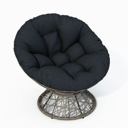 40" Ergonomic Wicker Papasan Chair with Cloud Thick Density Fabric Cushion,3-proof Cover,High Capacity Iron Frame,Fluid 360 Degree Swivel for Rea