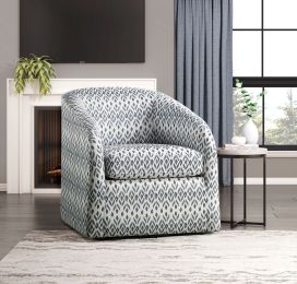 Modern Living Room Furniture 1pc Beautiful Swivel Chair Cushion Seat Fully Upholstered Solid Wood Frame Metal Base