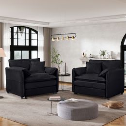 Oversized Chenille Oversized Accent Chair Set of 2, Comfy Single Sofa Chair with Large Seat , Modern Armchair Reading Chairs for Bedroom, Living