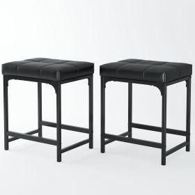 2 Pack Vanity Stool Chair, Makeup Stool, Faux Leather Vanity Stool, Modern Foot Stool for Vanity Makeup, Living Room, Bedroom and Entryway, Barst