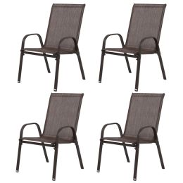 4 Piece Patio Chairs, Outdoor Camping Chairs with Breathable Textilene Fabric