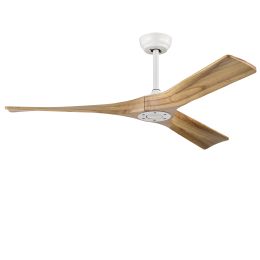 Ceiling Fan With Remote Control No Lights,Modern Reversible DC Motor Indoor 3 Blades Ceiling Fans For Patio Bedroom Living Room--Matte White (Option: Matte White)