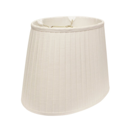 Slant Linen Oval Side Pleat Softback Lampshade With Washer Fitter, White (Color: White)