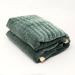 Cotton Velvet Stonewashed Hand Quilted Bedspread With Flanges-88X92 Inch (Option: Jade)