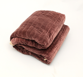 Cotton Velvet Stonewashed Hand Quilted Bedspread With Flanges-88X92 Inch (Option: Rust)