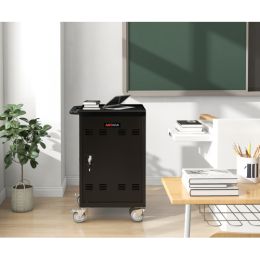 30Bay Mobile School Charging Cart Station For Chromebook, Tablet And Laptop Computer With Power Strip Included, Assembly Required-BLACK (Option: Matt Black)