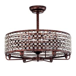 Dia 26.8 Inch Chandelier Ceiling Fan ,Crystal Shade Ceiling Fan With Remote Control,3 ABS Blade--4-light No Include Bulb (Option: Rustic Brown)