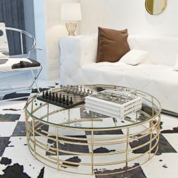 36  Round Tempered Glass Table Top 1 4  Thick Polished Edge (Option: Transparent)