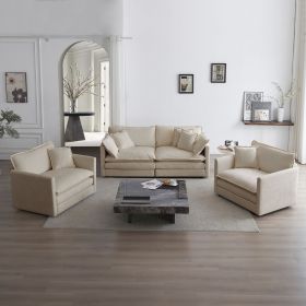 3 Piece Sofa Set with Arm Pillows and Toss Pillows , Sofa Set Include 2- Piece of Arm Chair and One 2-seat Sofa (Color: as Pic)