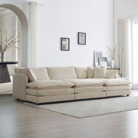 Comfortable Deep Seat Reversible Modular 6 Seater Sectional Super Soft Sofa U Shaped Sectional Couch with 3 Ottomans (Color: as Pic)
