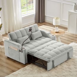 1 versatile foldable sofa bed in 3 lengths, modern sofa sofa sofa velvet pull-out bed (Color: as Pic)