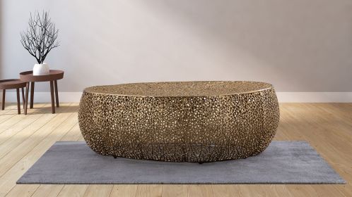 T3601-50 Oval Coffee Table Gold (Color: as Pic)