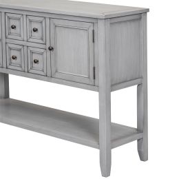 TREXM Cambridge Series Ample Storage Vintage Console Table with Four Small Drawers and Bottom Shelf for Living Rooms (Color: as Pic)