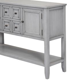 TREXM Cambridge Series Ample Storage Vintage Console Table with Four Small Drawers and Bottom Shelf for Living Rooms (Color: as Pic)