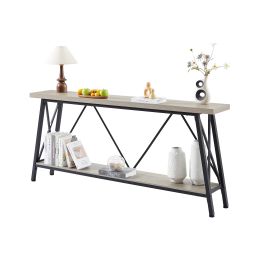 70.9 Inch Extra Long Sofa Table, Console Behind Sofa, Entryway Table with 2 Tier Storage Shelves for Hallways, Living Rooms,Foyers,Entryways (Color: as Pic)