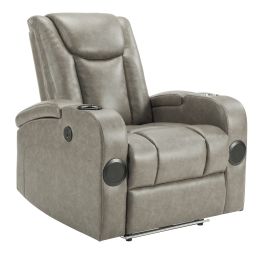 Recliner Sofa with Power Recline, Adjustable Split Back, USB Charging, Bluetooth Speakers & LED LightingRecliner Sofa with Power Recline (Main Color: Brown, Main Material: PU Leather)